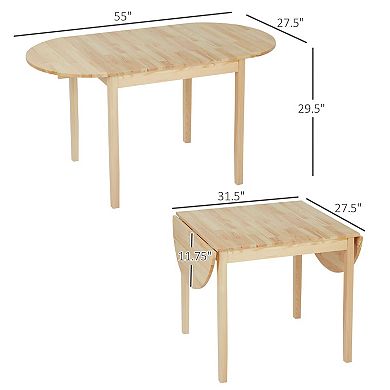 Drop Leaf Pinewood Table Compact Foldable Dining Table for Small Spaces