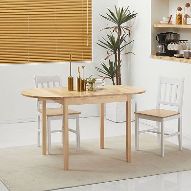 Drop Leaf Pinewood Table Compact Foldable Dining Table for Small Spaces