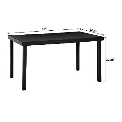55-Inch Outdoor Dining Table with Wood-Look Surface and Aluminum Base - Black