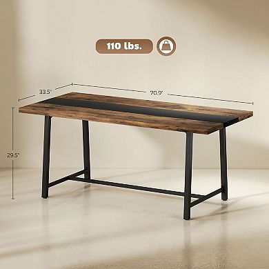 70.9-Inch Rectangular Dining Table for 8 with MDF Top and Steel Legs