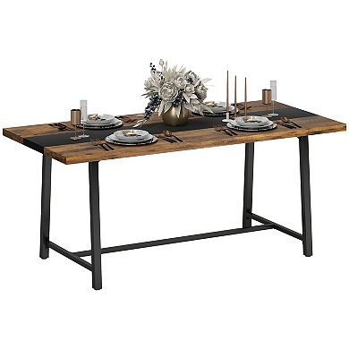 70.9-Inch Rectangular Dining Table for 8 with MDF Top and Steel Legs