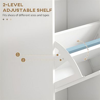 Entryway Shoe Organizer Cabinet with 3 Tilt-Out Drawers and Compact Design - White