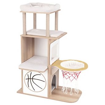 Cat Tree with Hammock, Two Cat Condos, Perches and Scratching Posts
