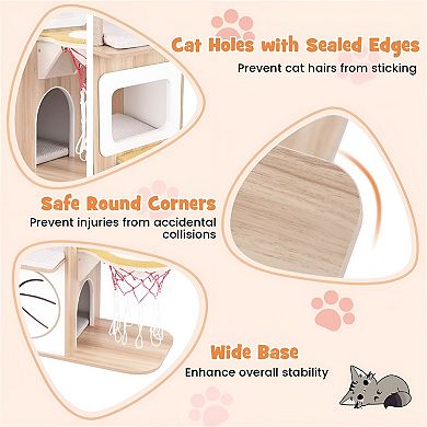 Cat Tree with Hammock, Two Cat Condos, Perches and Scratching Posts