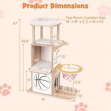 Cat Tree with Hammock, Two Cat Condos, Perches and Scratching Posts
