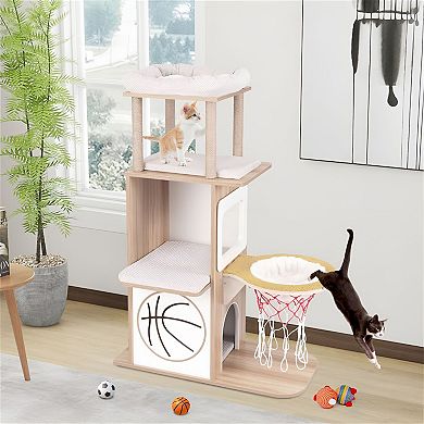 Cat Tree with Hammock, Two Cat Condos, Perches and Scratching Posts