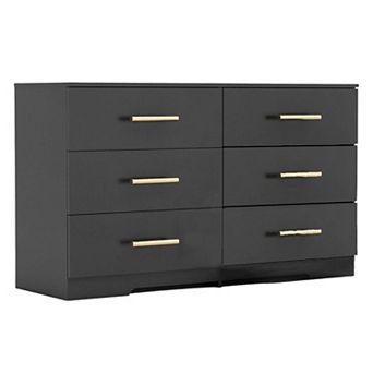 6-Drawer Cabinet with Smooth Sliding Drawers for Clothes and Sheets - Black