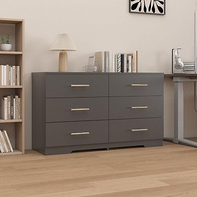 6-Drawer Cabinet with Smooth Sliding Drawers for Clothes and Sheets - Black