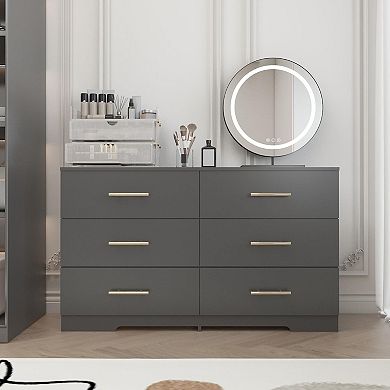 6-Drawer Cabinet with Smooth Sliding Drawers for Clothes and Sheets - Black