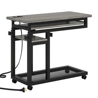 Adjustable Rolling Desk with USB and Outlet for Home or Office