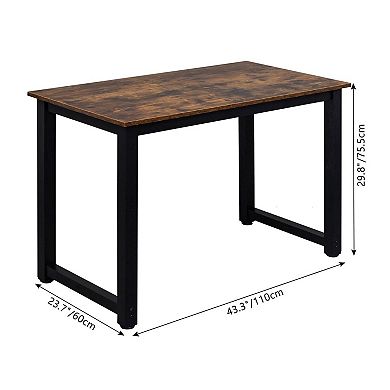 Modern Home Office Study Desk, 43-Inch Engineered Wood Computer Desk - Rustic Brown