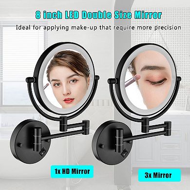 Two-Sided Wall-Mount Vanity Mirror with 3X Magnification and Touch LED Light