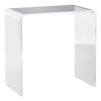 Acrylic Side Table, Waterfall Nightstand for Bedroom, Small Space Sofa End Table - Clear