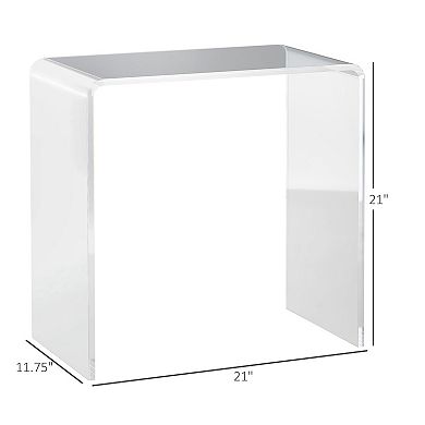 Acrylic Side Table, Waterfall Nightstand for Bedroom, Small Space Sofa End Table - Clear