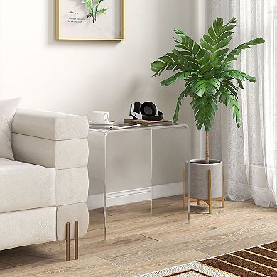 Acrylic Side Table, Waterfall Nightstand for Bedroom, Small Space Sofa End Table - Clear