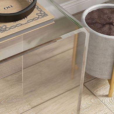 Acrylic Side Table, Waterfall Nightstand for Bedroom, Small Space Sofa End Table - Clear
