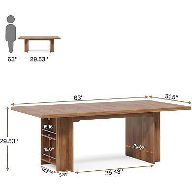 63-Inch Dining Table Seats 4-6, Rectangular Table for Home, Office, or Crafts - Light Brown