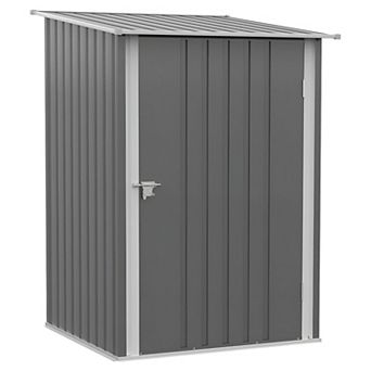 Backyard Storage Shed with Slanted Roof and Lockable Door for Patio Storage