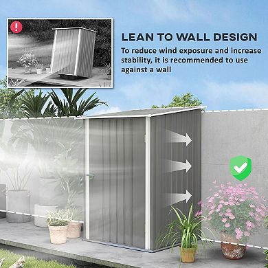 Backyard Storage Shed with Slanted Roof and Lockable Door for Patio Storage