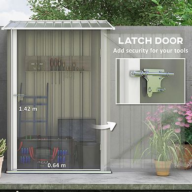 Backyard Storage Shed with Slanted Roof and Lockable Door for Patio Storage