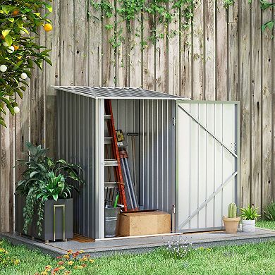 Backyard Storage Shed with Slanted Roof and Lockable Door for Patio Storage