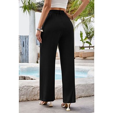 Women's High Waisted Wide Leg Dress Pants Pleated Front Work Trousers Casual Office Pants