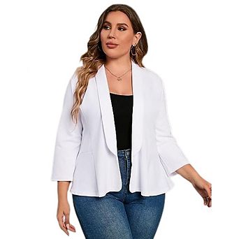 Women Plus Size Casual Blazer Open Front Long Sleeve Work Office Cardigan Jackets