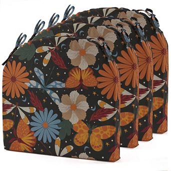 Unikome Set of 4 Waterproof Outdoor Round Chair Cushions, Fade Resistant Garden Cushion Pads
