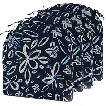 Unikome Set of 4 Waterproof Outdoor Round Chair Cushions, Fade Resistant Garden Cushion Pads