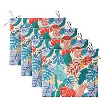 Unikome Set of 4 Outdoor Patio Seat Cushions, Water-Resistant Square Corner Chair Pads