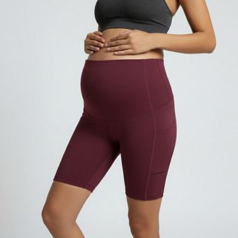Women's High Waist Maternity Bike Shorts with Over Belly Panel Stretch Activewear Workout Shorts