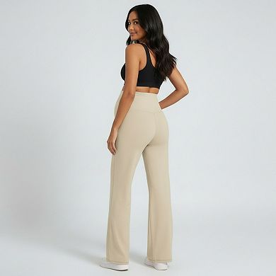 Women's High Waist Maternity Wide Leg Pants with Over Belly Panel Soft Stretch Lounge Pants