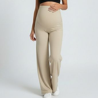 Women's High Waist Maternity Wide Leg Pants with Over Belly Panel Soft Stretch Lounge Pants