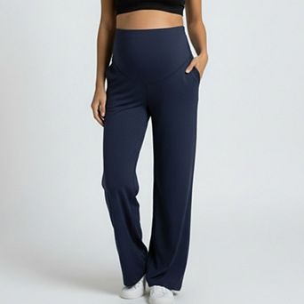 Women's High Waist Maternity Wide Leg Pants with Over Belly Panel Soft Stretch Lounge Pants