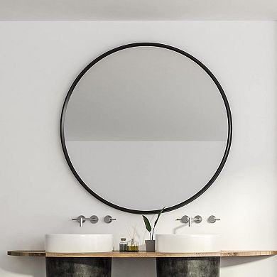 TOEMOA 39 Inch Round Framed Wall Mirror for Bathroom and Living Space