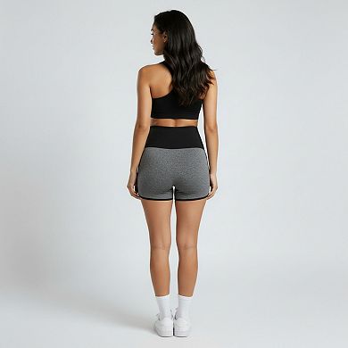 Women's Maternity Athletic Shorts with Over Belly Panel Built In Liner Stretch Workout Shorts