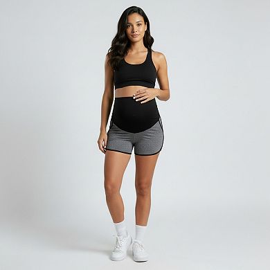 Women's Maternity Athletic Shorts with Over Belly Panel Built In Liner Stretch Workout Shorts