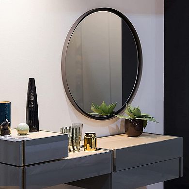 TOEMOA 24 Inch Metal Framed Round Wall Mirror for Bathroom Vanity