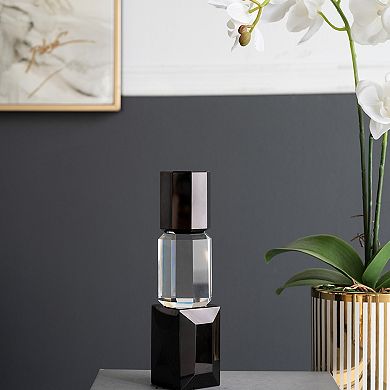 TOEMOA Geometric Glass Tealight Candle Holder for Minimalist Home Decor