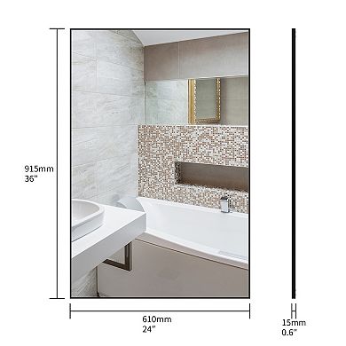 TOEMOA Modern Rectangular Wall Mirror with Aluminum Frame for Versatile Decor