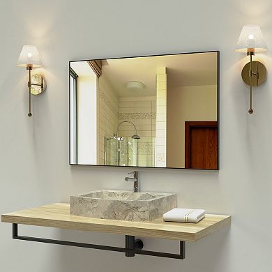 TOEMOA Modern Rectangular Wall Mirror with Aluminum Frame for Versatile Decor