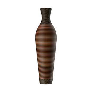 TOEMOA Hand-Woven PVC Rattan Floor Vase for Home Decor Farmhouse Style Design