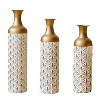 TOEMOA Graduated Height Decorative Metal Vases Set of 3 for Modern Home Decor