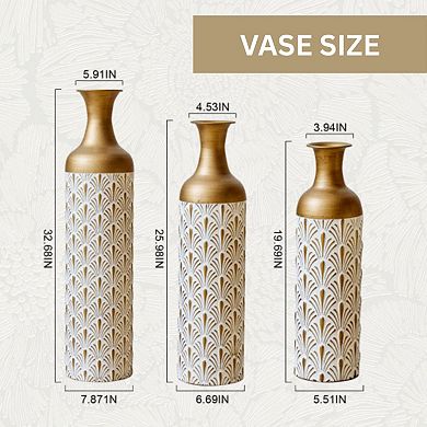 TOEMOA Graduated Height Decorative Metal Vases Set of 3 for Modern Home Decor