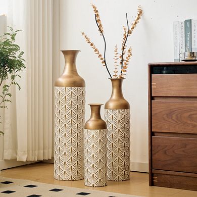 TOEMOA Graduated Height Decorative Metal Vases Set of 3 for Modern Home Decor