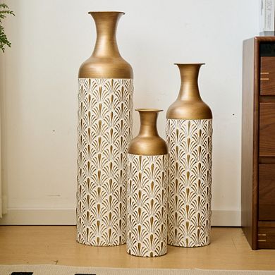 TOEMOA Graduated Height Decorative Metal Vases Set of 3 for Modern Home Decor