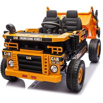TOEMOA Large Electric Ride-On Dump Truck Toy with Remote Control and Shovel