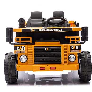 TOEMOA Large Electric Ride-On Dump Truck Toy with Remote Control and Shovel