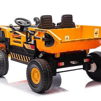 TOEMOA Large Electric Ride-On Dump Truck Toy with Remote Control and Shovel