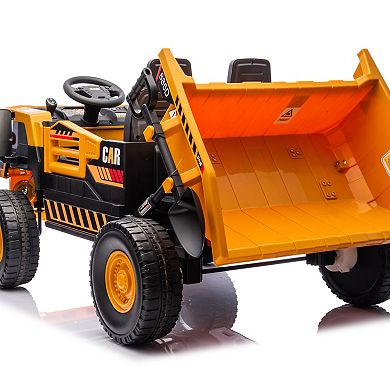 TOEMOA Large Electric Ride-On Dump Truck Toy with Remote Control and Shovel